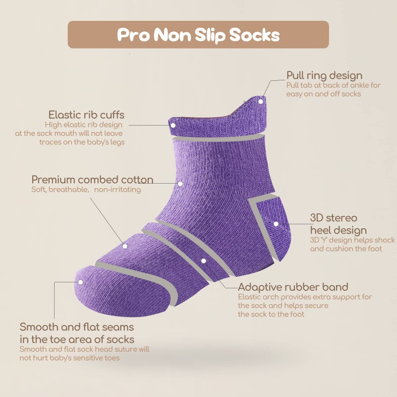 Aroveea Non Slip Grip Ankle Baby Socks 3-5 Years old Black For Toddler Boys and Girls Kids Socks 12 Pack Infant Cute Cotton Baby Socks - Image 3